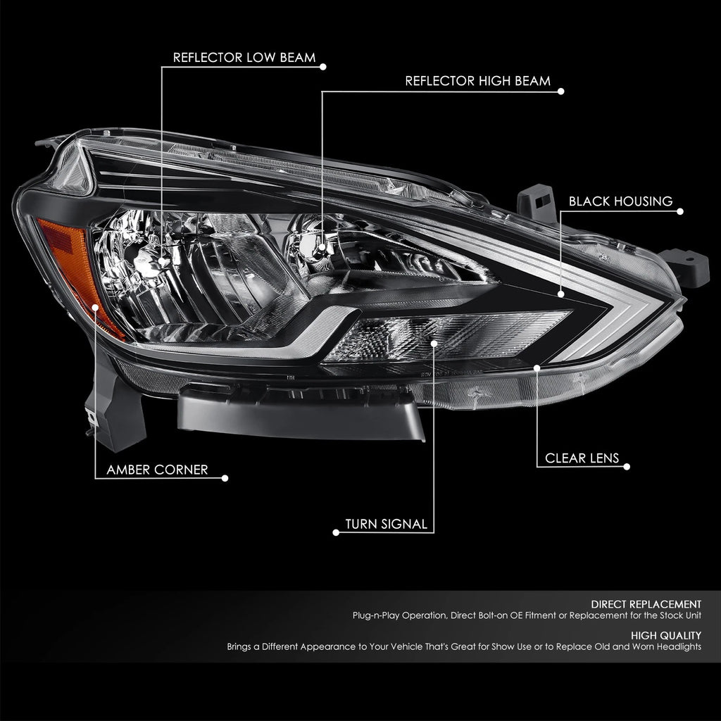 OE Style Right Passenger Side Headlight Assembly for Nissan Sentra (2016–2019)