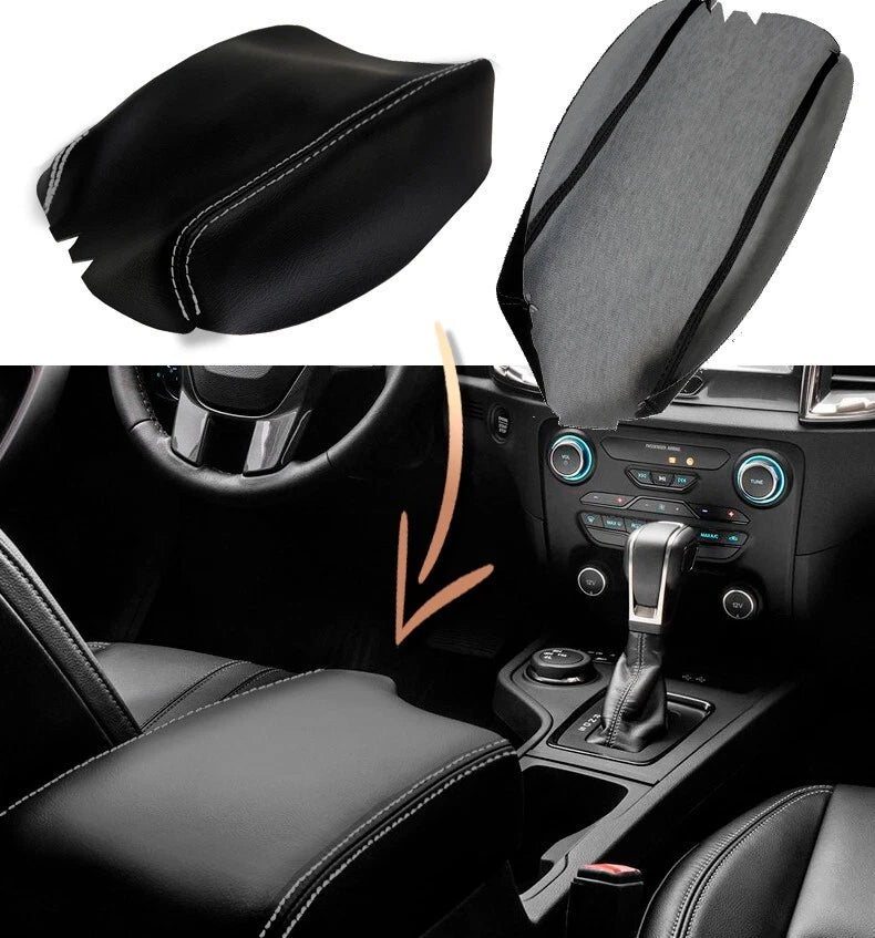 Console Lid Armrest Cover for Ford Ranger (2019–2020) Gray Stitch