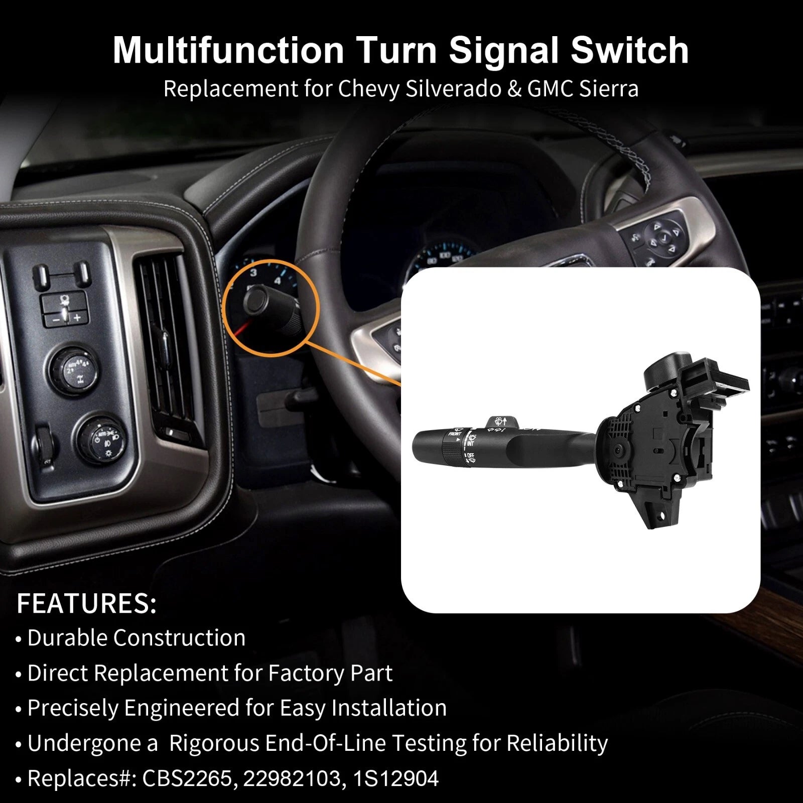 Turn Signal Wiper Hazard Switch for Chevy Silverado GMC Sierra (2014-2021)