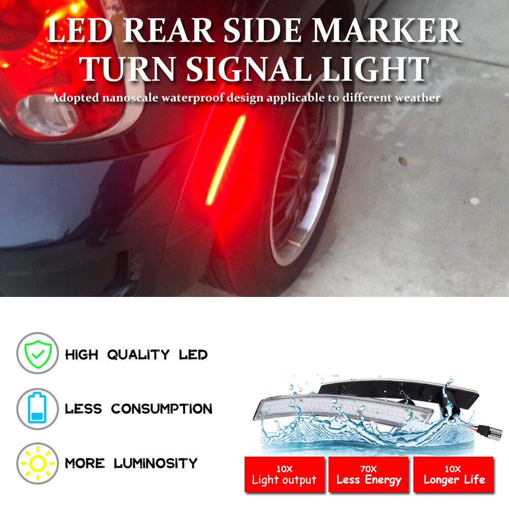 2X Clear LED Rear Side Marker Lights for Mini Cooper R50 R52 R53 (2002–2008)