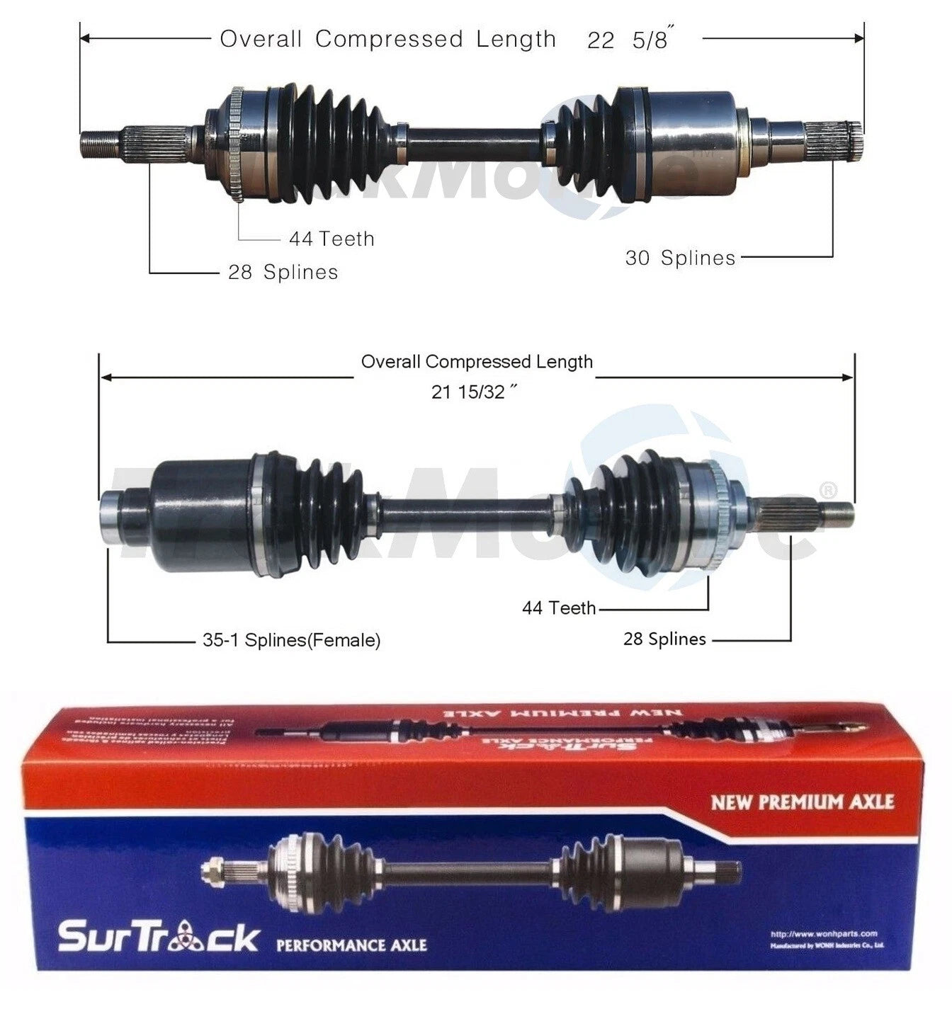 Set of 2 Front CV Axle Shafts for Ford Escape XLS (2001–2007)