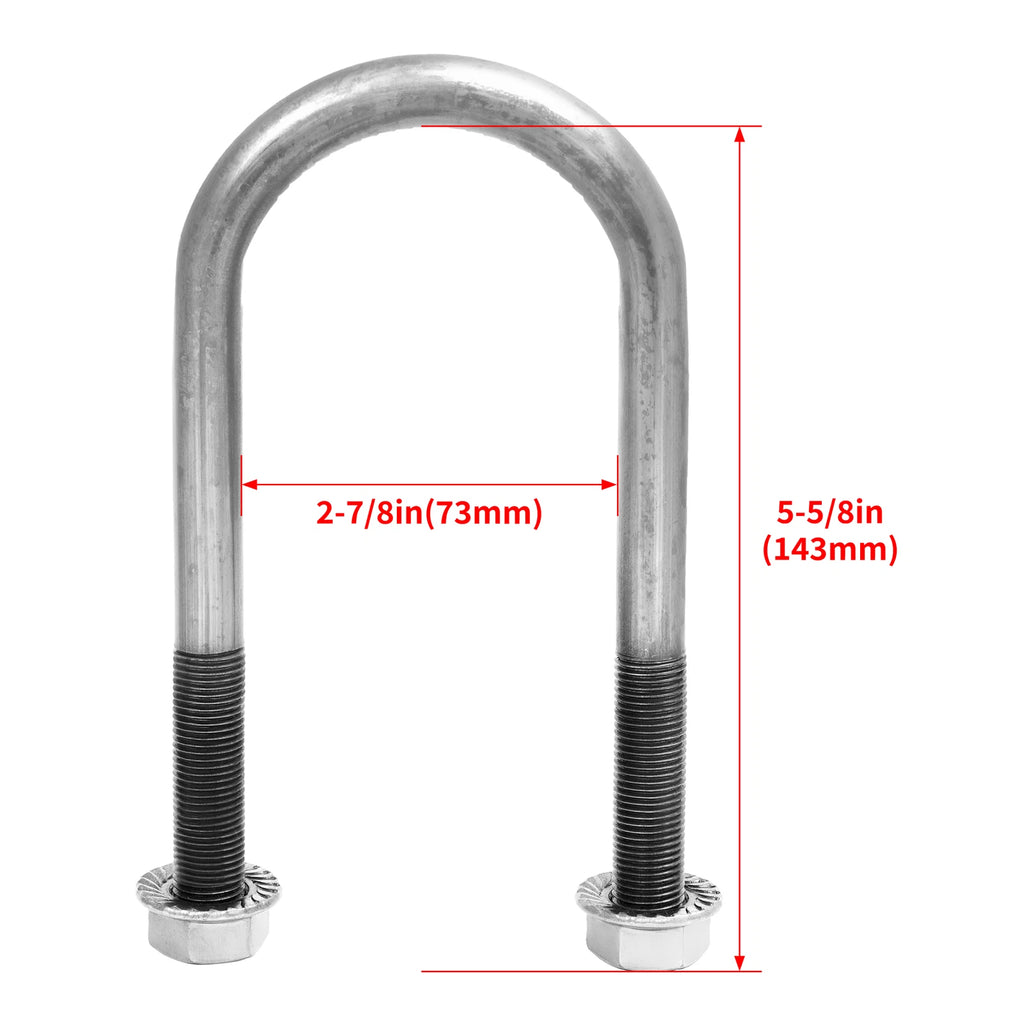 Set of 4 Trailer U Bolt Kit for 2 Inch Axle Tube (6 Inch Long)