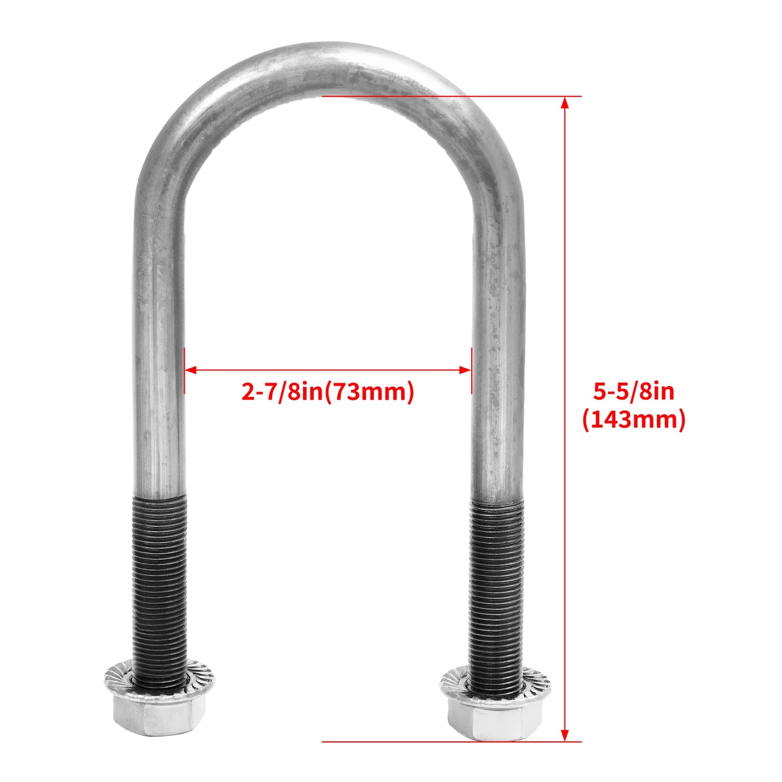 Set of 4 Trailer U Bolt Kit for 2 Inch Axle Tube (6 Inch Long)