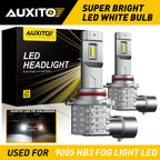 2X AUXITO 9005 HB3 LED Headlight Bulbs for Various Vehicles