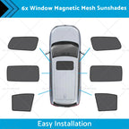 6x Window Magnetic Mesh Sunshades for Kia Carnival YP (2015–2020)