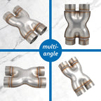 3" Dual In/Out Stainless Steel X-Pipe Muffler Exhaust Tip for Universal