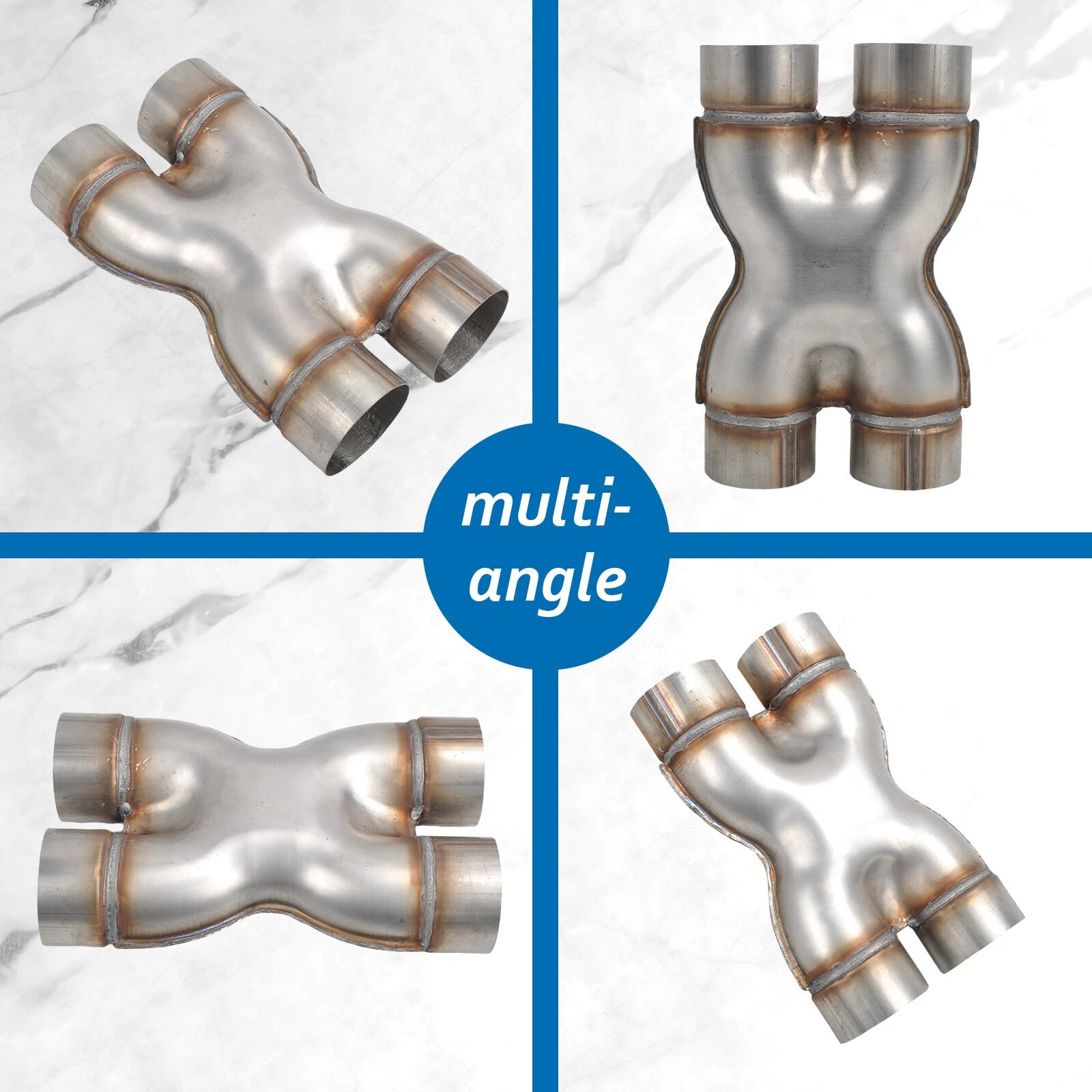 3" Dual In/Out Stainless Steel X-Pipe Muffler Exhaust Tip for Universal