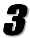 Number "3" Decals for Motorcycle Racing (7” Vinyl)