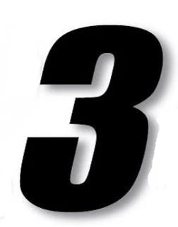 Number "3" Decals for Motorcycle Racing (7” Vinyl)