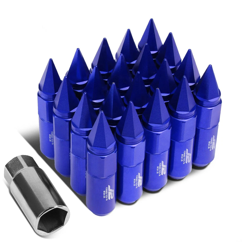 Set of 20 J2 7075 Forged Aluminum M12x1.25 Spiked End Lug Nuts for RHD Vehicles