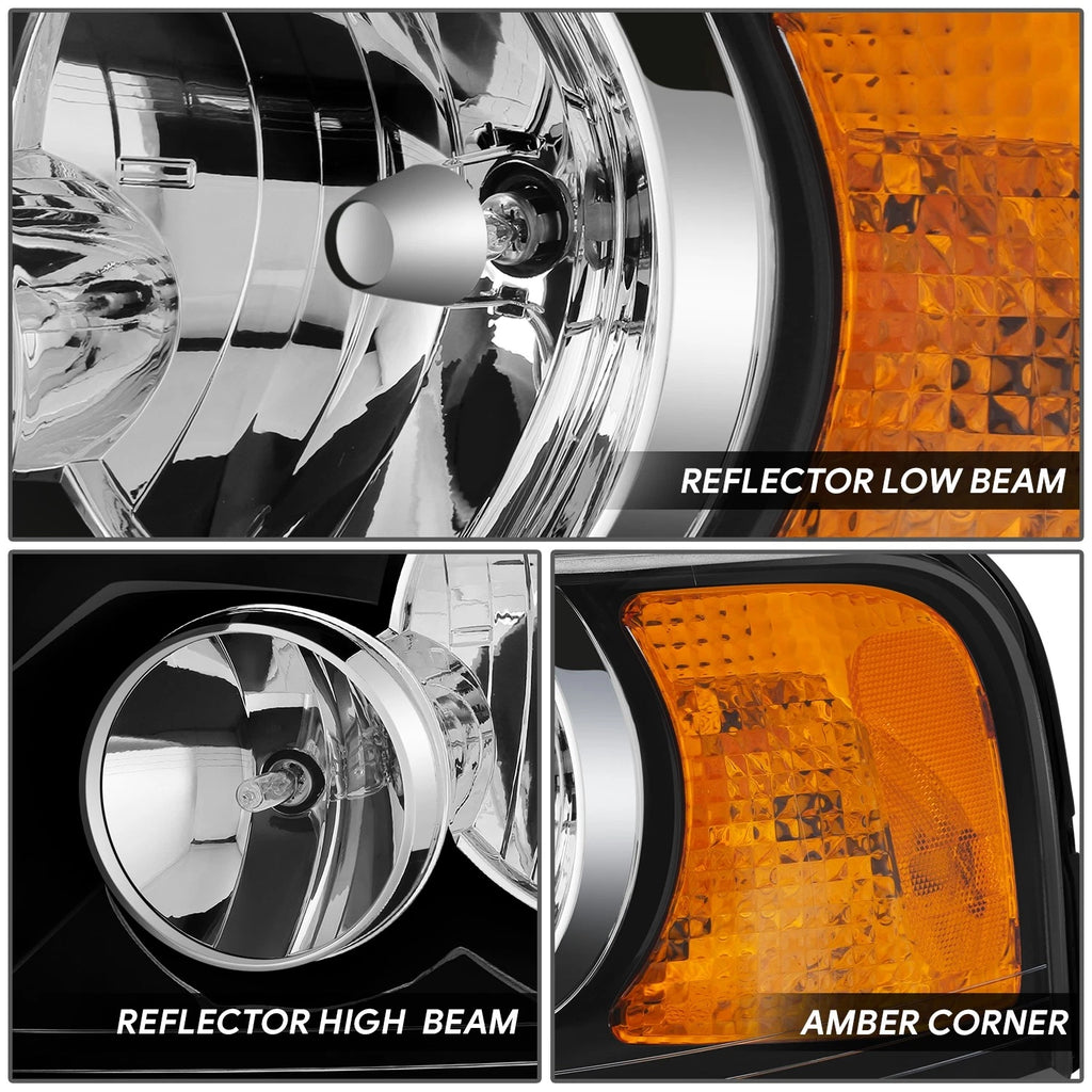 Left Side Headlight for Ford Expedition (2003–2006) OE Style Black Amber