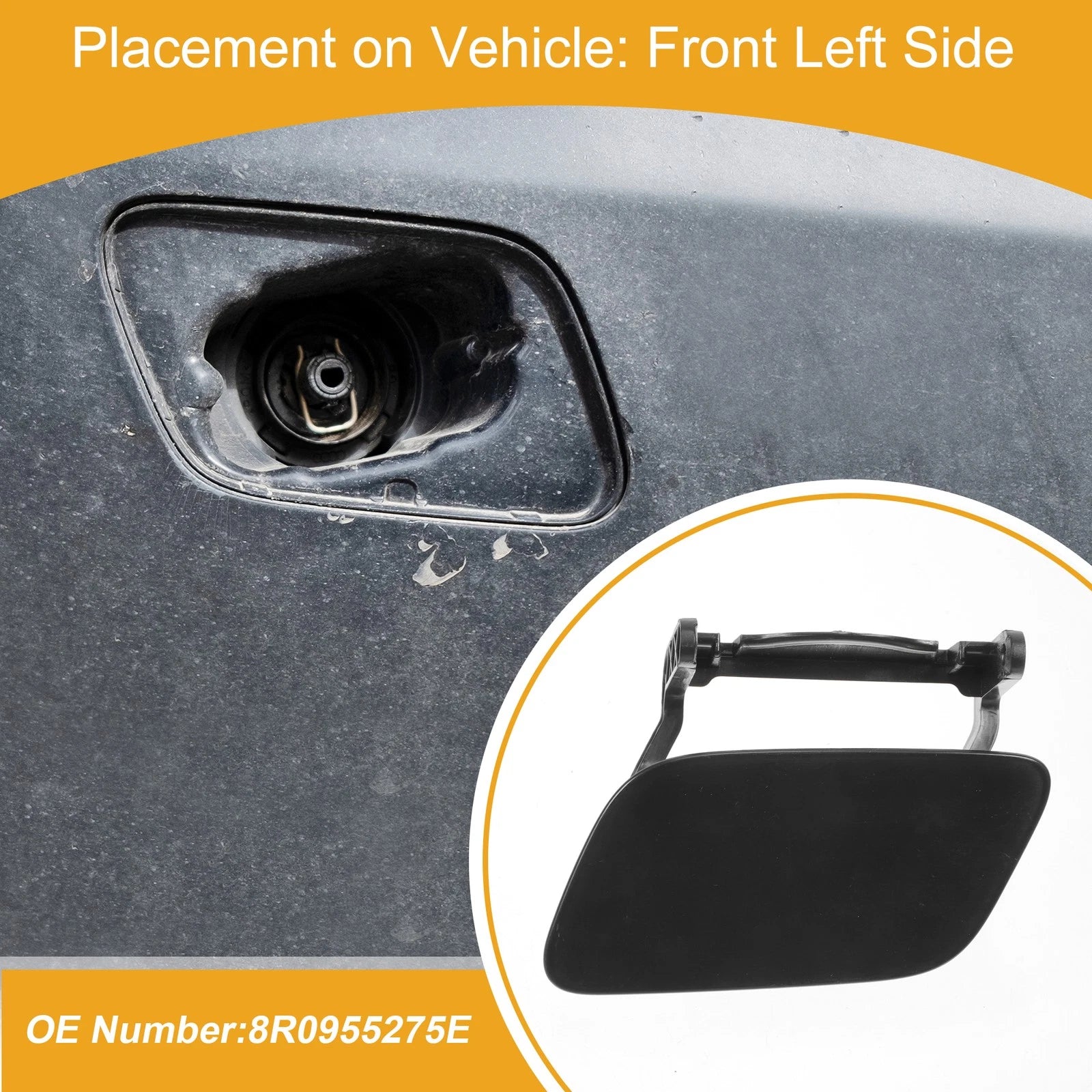 Front Left Washer Nozzle Cover Cap for Audi Q5 (2013–2017) 1 Pc Unpainted