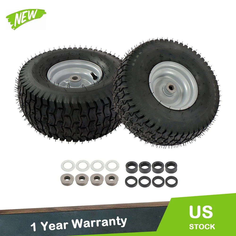 Set of 2 Lawn Mower Tires 15x6.00-6 4 Ply Tubeless