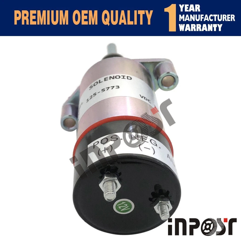 12V Fuel Solenoid 125-5773 8C-9986 for CAT 3204 3304 3304B 3306 3306B (–)