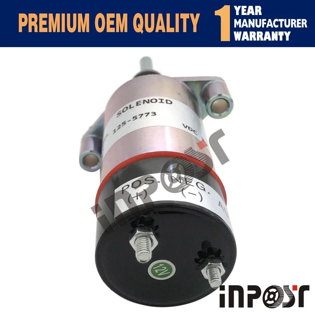 12V Fuel Solenoid 125-5773 8C-9986 for CAT 3204 3304 3304B 3306 3306B (–)