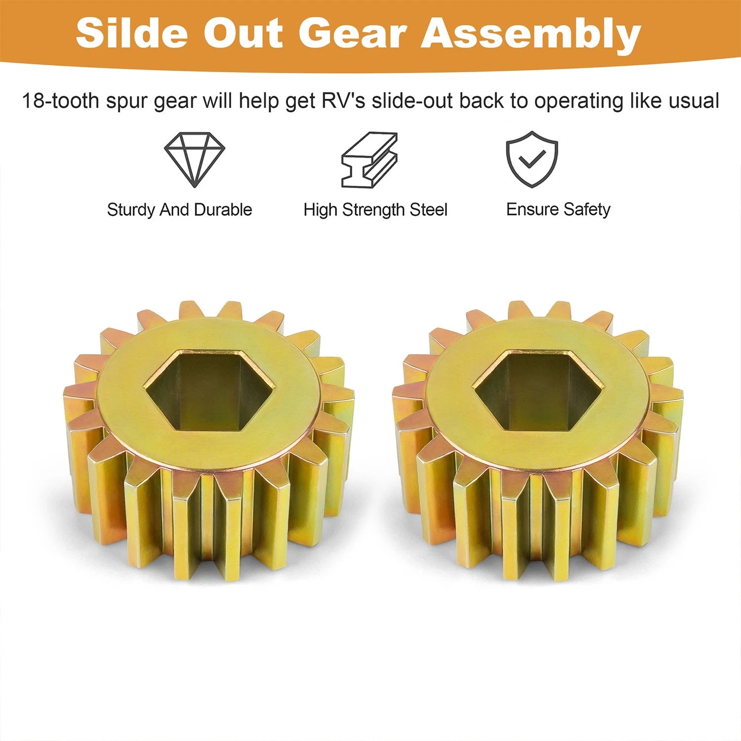 2Pcs 18-Tooth Spur Gear 122739 for Lippert RV Slide-Outs (12DP/14.5PA)