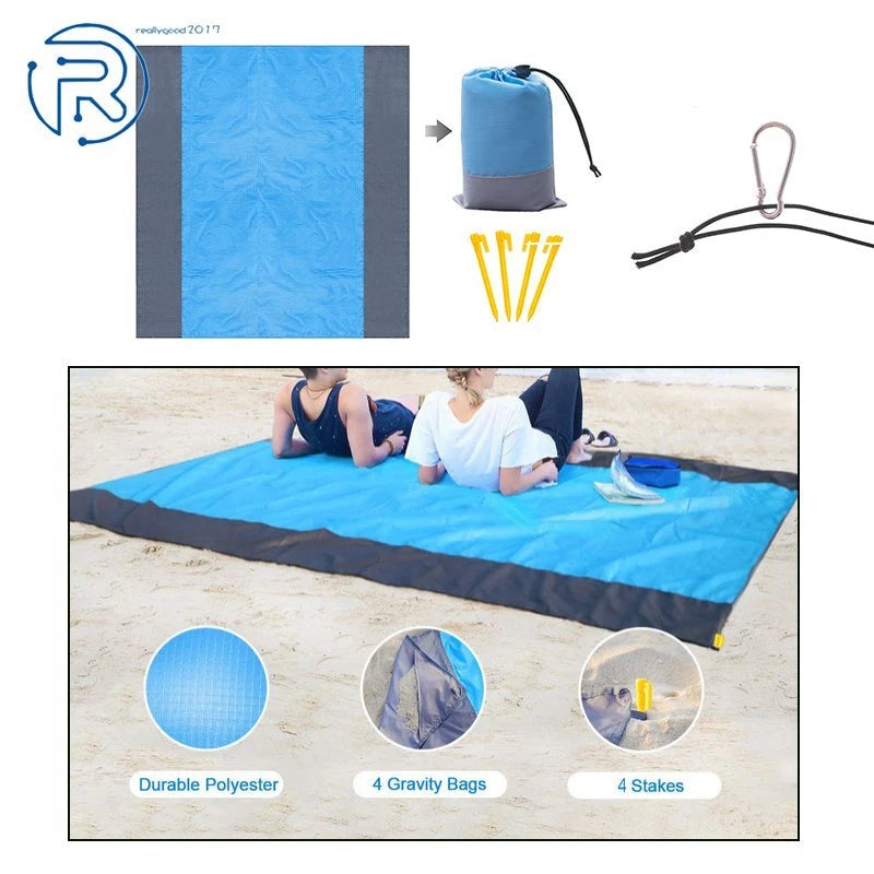 Extra Large Beach Blanket Set - Waterproof Picnic Mat