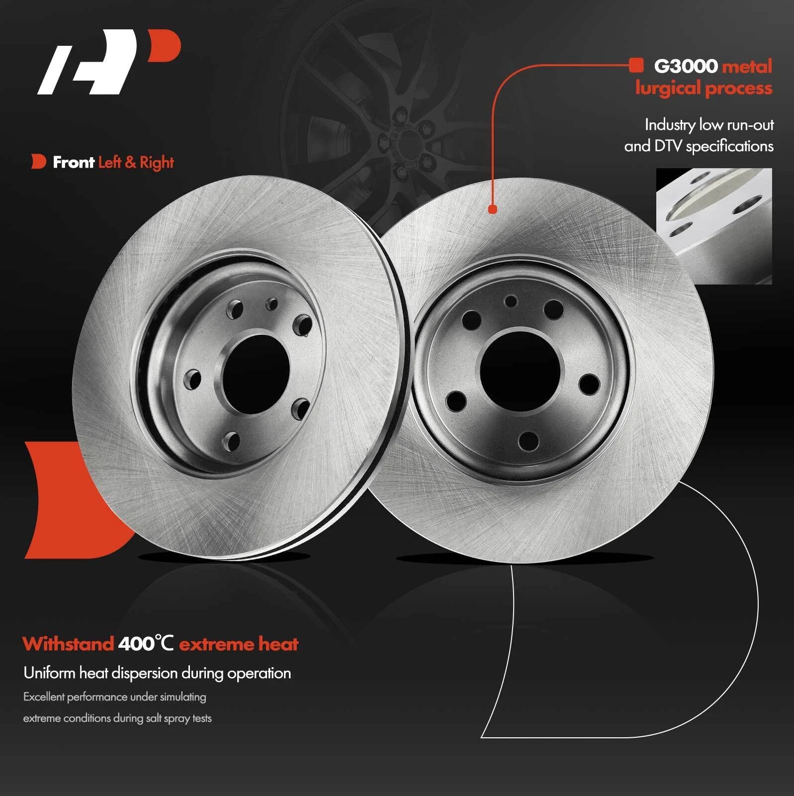 Front Disc Brake Rotors for Chevrolet Cruze (2011â2019) Sonic (2012â2020) Volt (2011â2019)