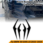 4 x Black Front Bumper Canard Splitter for BMW X6 G06 LCI (2023–2025)