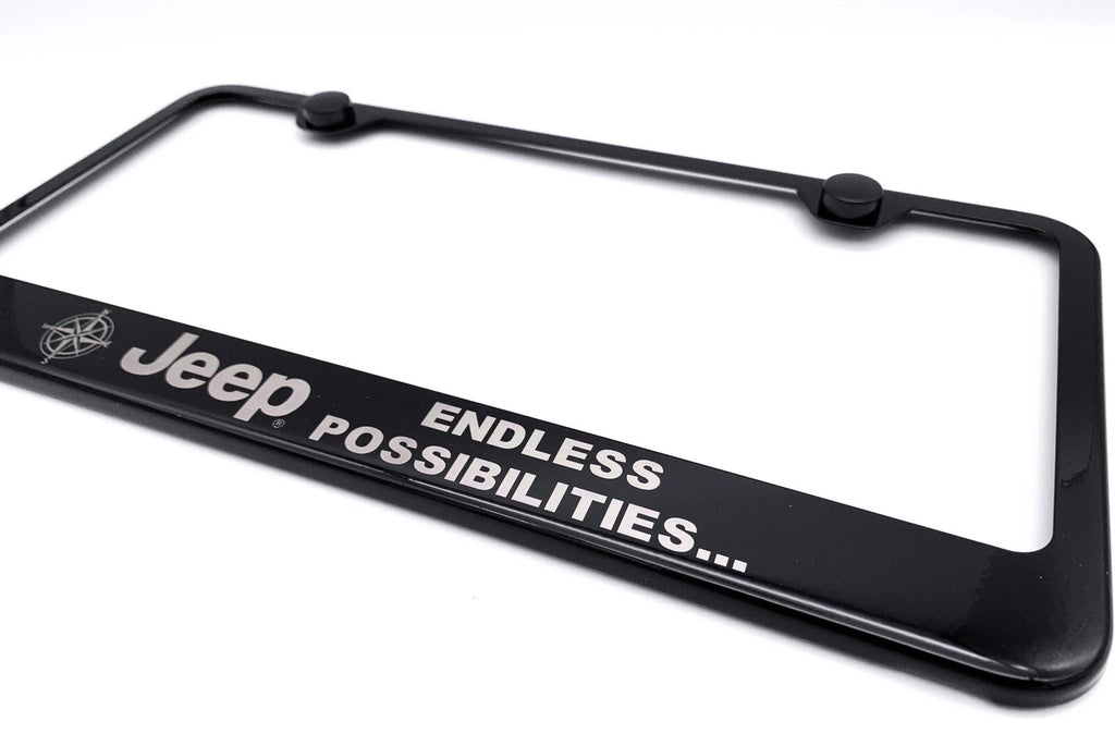 License Plate Frame with Logo for Jeep Endless Possibilities Script (–)