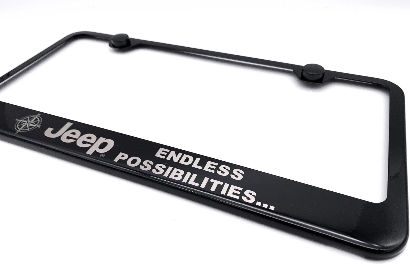 License Plate Frame with Logo for Jeep Endless Possibilities Script (–)