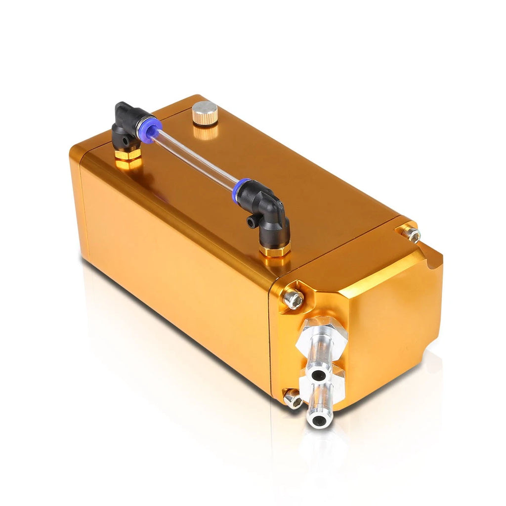 Billet Aluminum Oil Catch Reservoir Tank for Racing Vehicles (Square Style)