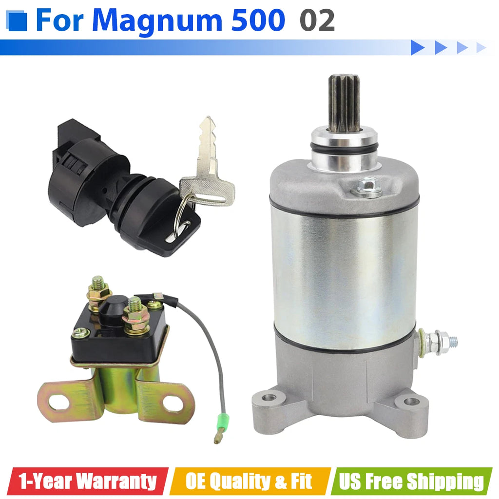Starter Motor, Relay & Ignition Key Switch for Polaris 500 (2002)