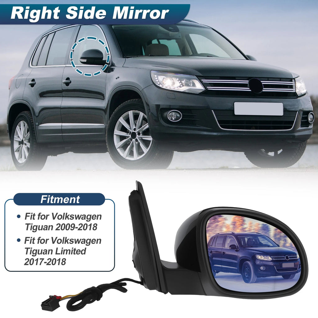 Right Side Mirror Assembly for Volkswagen Tiguan (2009–2018) w/ Turn Signal 1321131