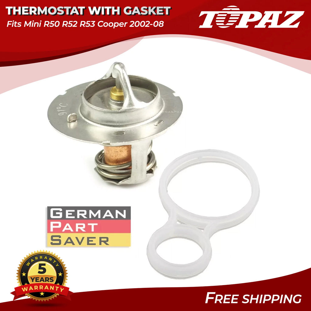 Engine Coolant Thermostat with Gasket for Mini Cooper (2002–2008)
