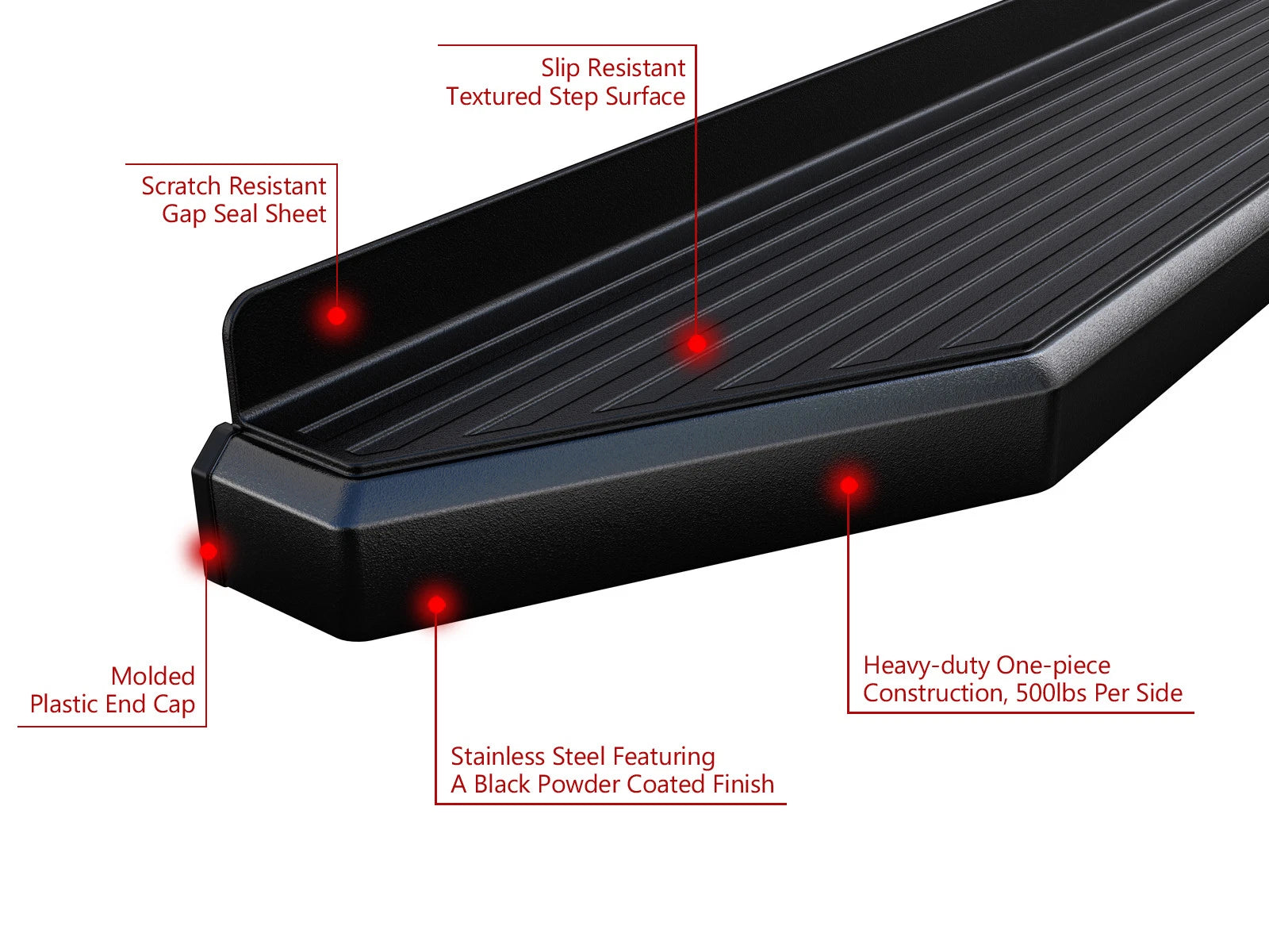 Black Running Boards for Jeep Grand Cherokee Commander (2005-2010)