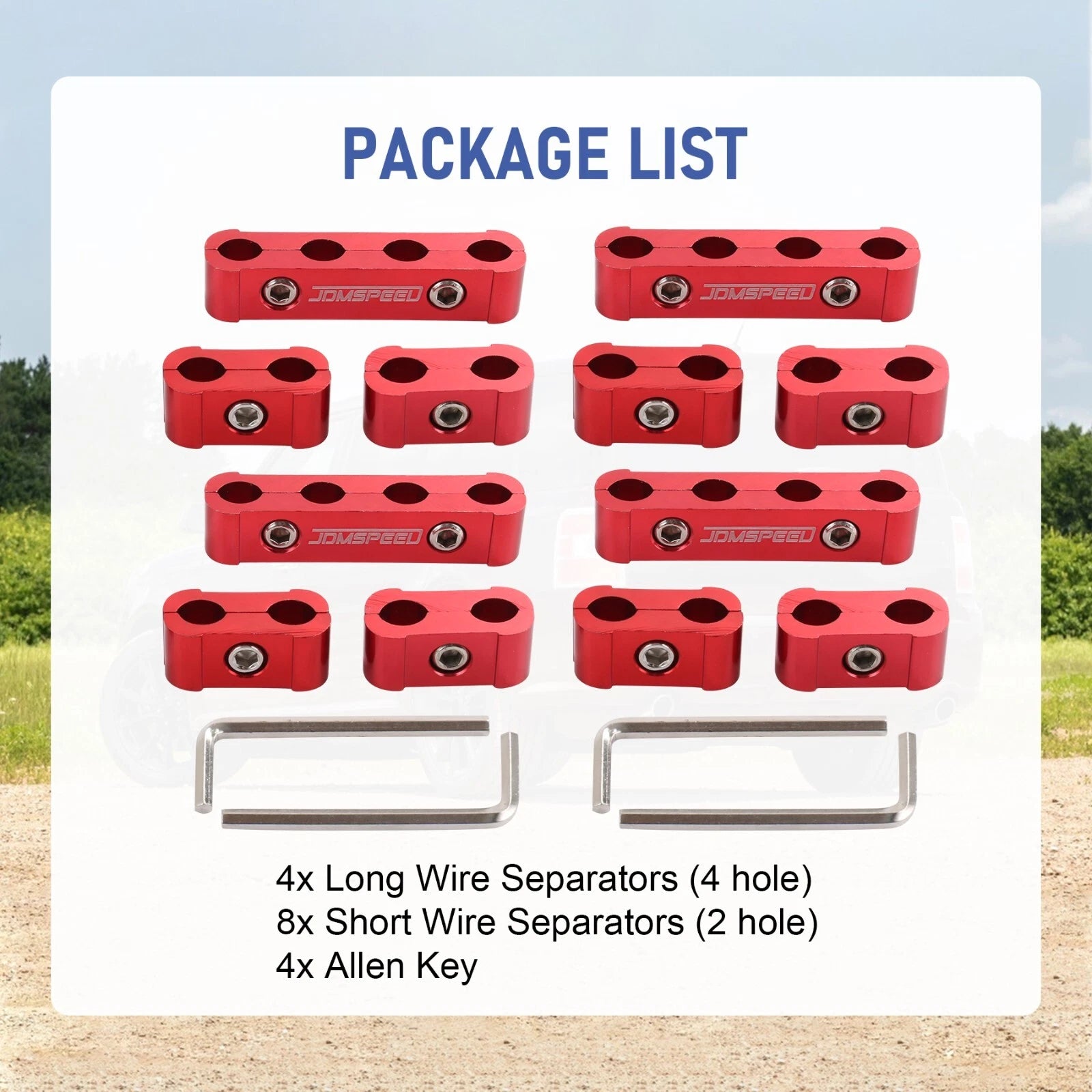 Set of 12 Red Spark Plug Wire Separator Dividers for Racing Car