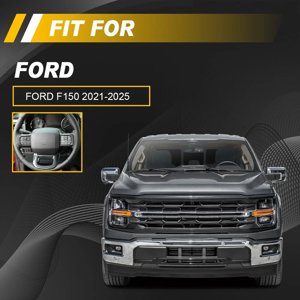 Carbon Fiber Steering Wheel Cover Trim for Ford F-150 (2021–2025)