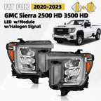 LED Headlight Set for GMC Sierra 2500HD (2020–2023) w/ Halogen Signal