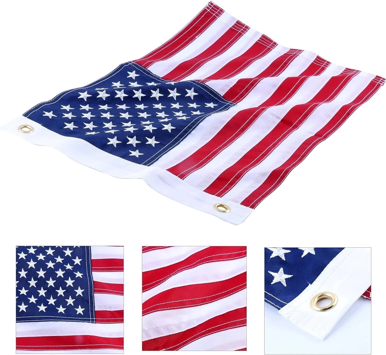 2X 12"×18" Embroidered American Flag for Indoor Outdoor Use