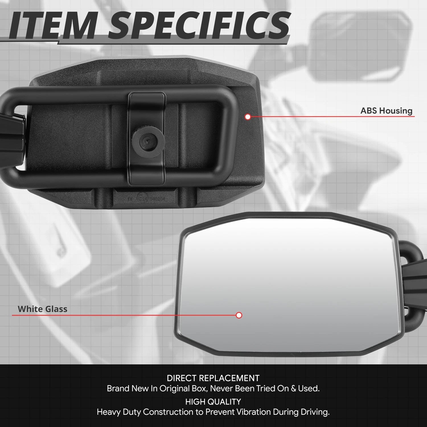 Universal UTV Side Foldable View Mirrors for Roll Cage Bar Mount