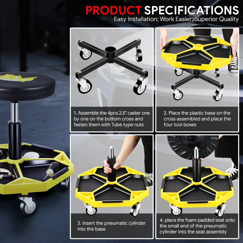 Adjustable Mechanics Roller Seat for Universal Use (15.74"-21.25")