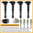 Set of 4 Ignition Coils & 4 Spark Plugs for Honda CR-V Civic Element Acura CSX (UF311)