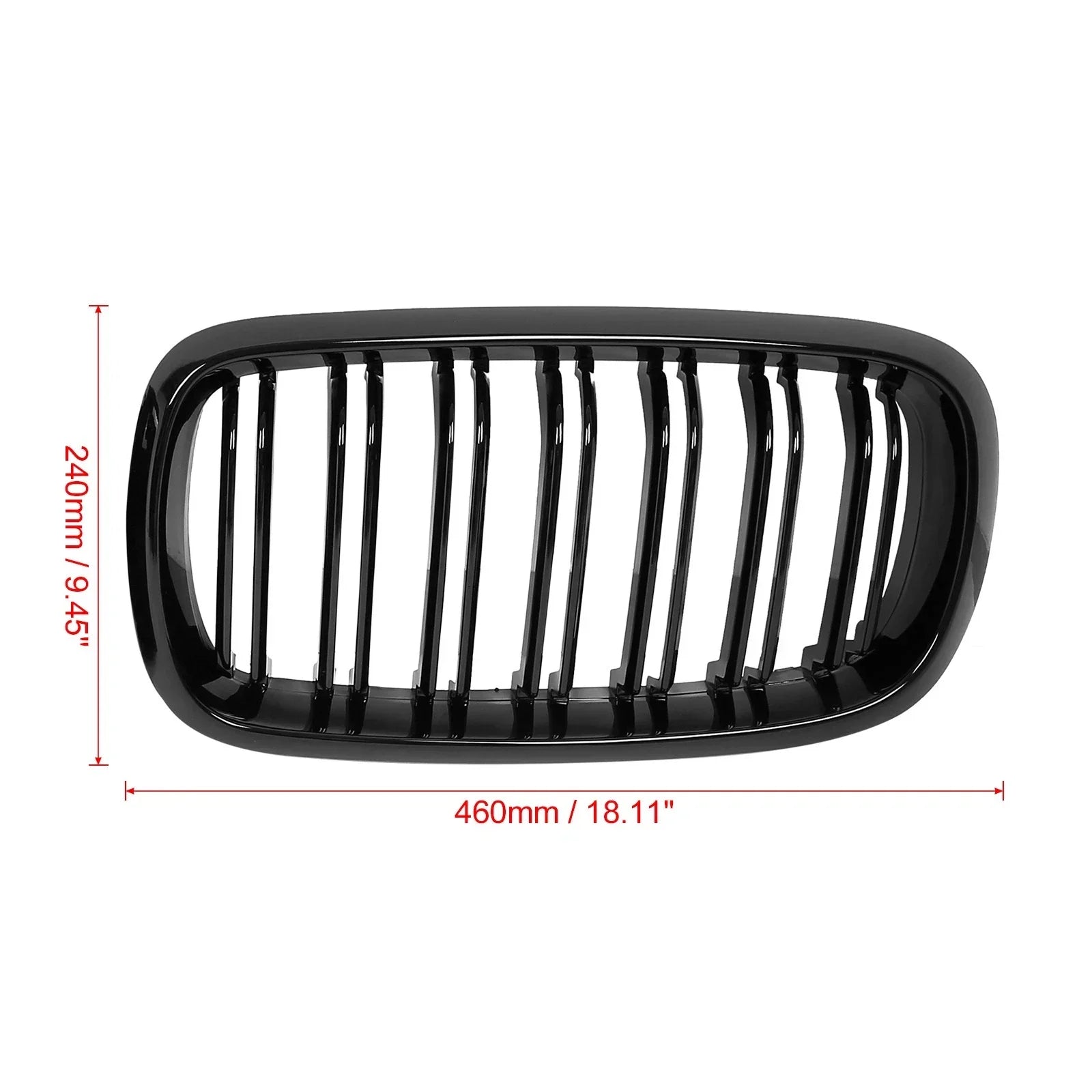 Glossy Black Front Kidney Grill Hood Grille Double Slat for BMW X5 (2014-2018)