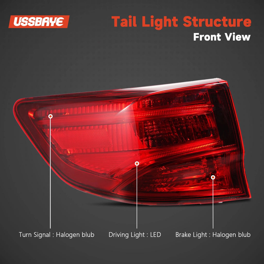 Halogen Tail Light Outer for Acura MDX (2014–2020) Left Driver Side