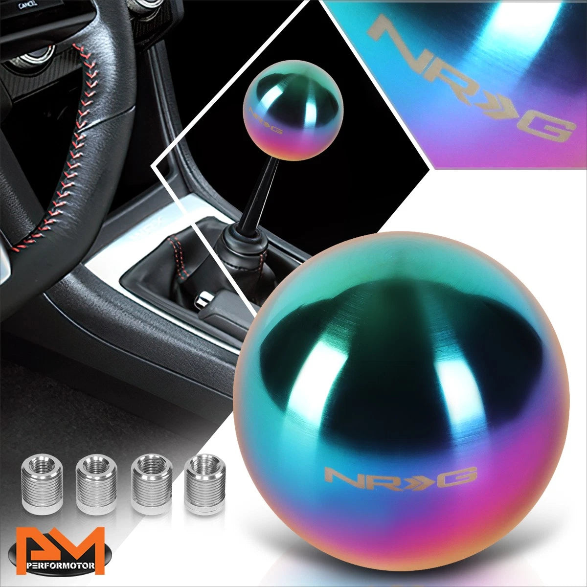 NRG SK-350MC Weighted Shift Knob for Universal Fit (43x45mm) Neo Chrome