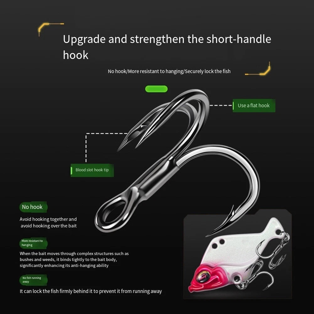 Zinc Alloy Rattling Lures Set of 3 (5g, 7g, 10g) with Triple Hooks