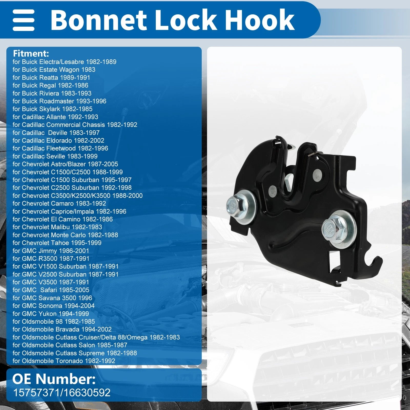 Hood Latch Assembly for Buick Electra/LeSabre (1982–1989) No. 15757371