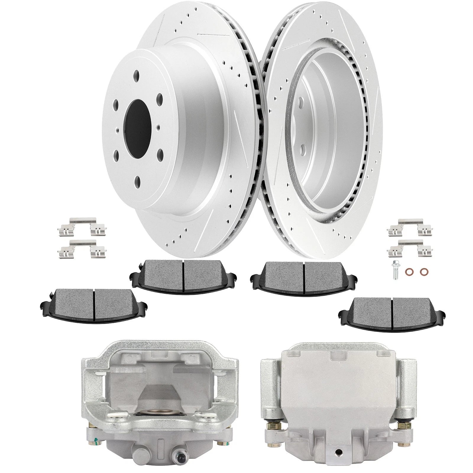 Set of 8 Rear Brake Calipers, Rotors & Pads for Cadillac Escalade (2007–2014)