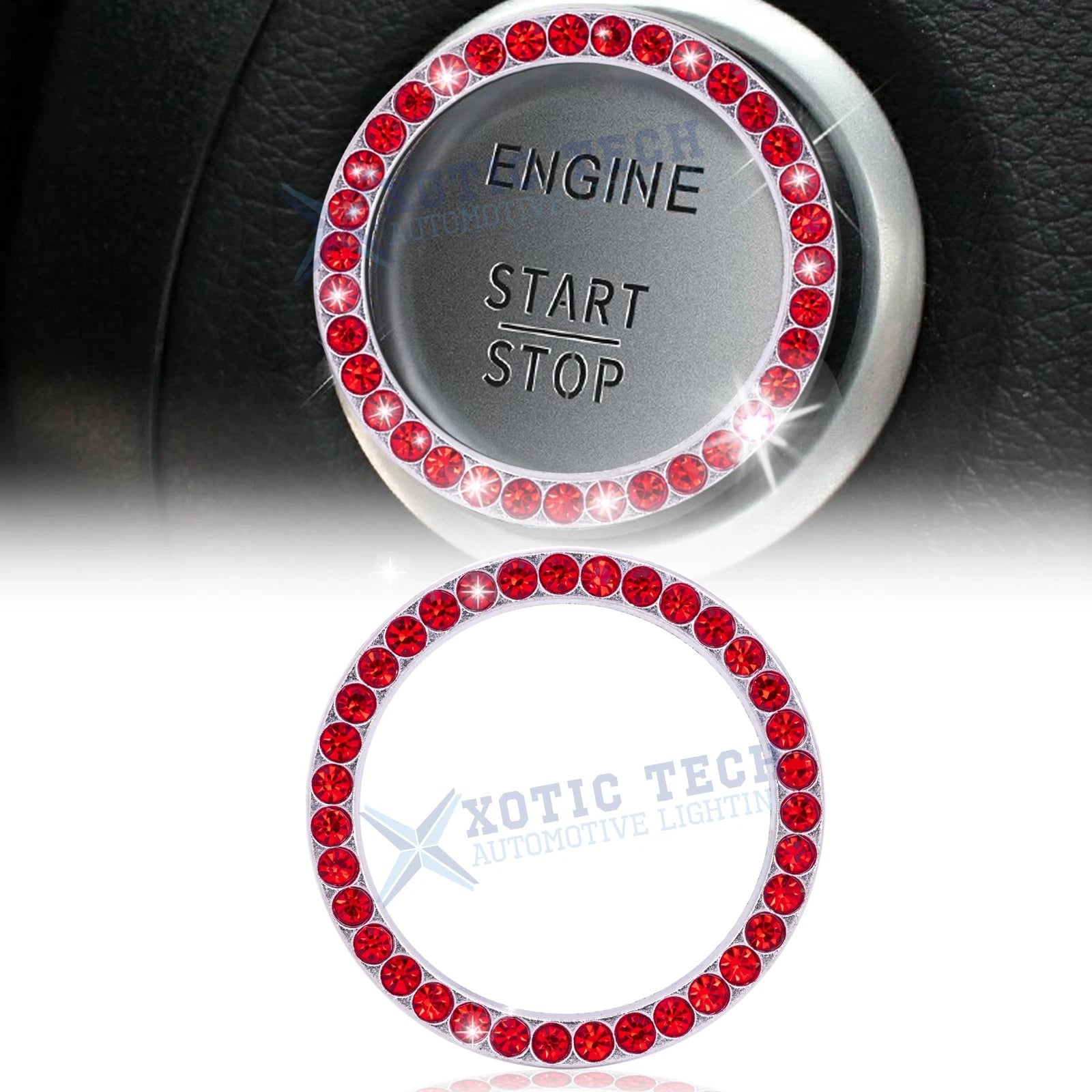 Shiny Red Crystal Push to Start Button for Car SUVs Vans (Universal 2000–2025)