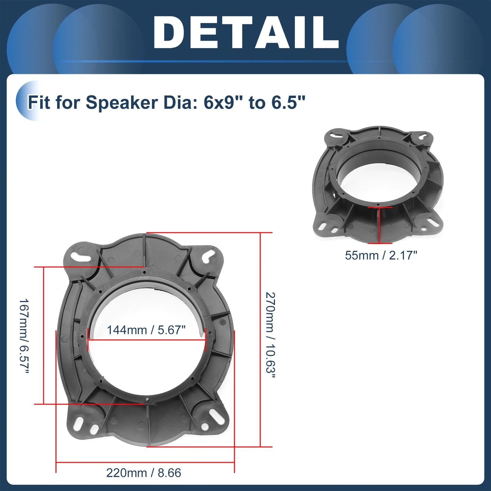 2X Speaker Spacer Ring Adaptor for Toyota 6x9" to 6.5" 