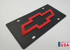 Metal Vanity License Plate Tag with 3D Red Chevy Bowtie for Chevrolet (1950–2026)