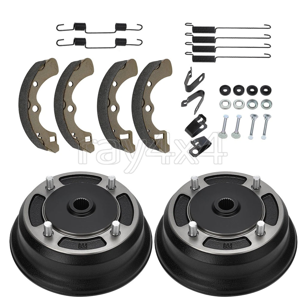 2 Rear Wheel Brake Hubs w/ Shoe Spring Kit for Kawasaki Mule 4000 4010 (2009–2023)