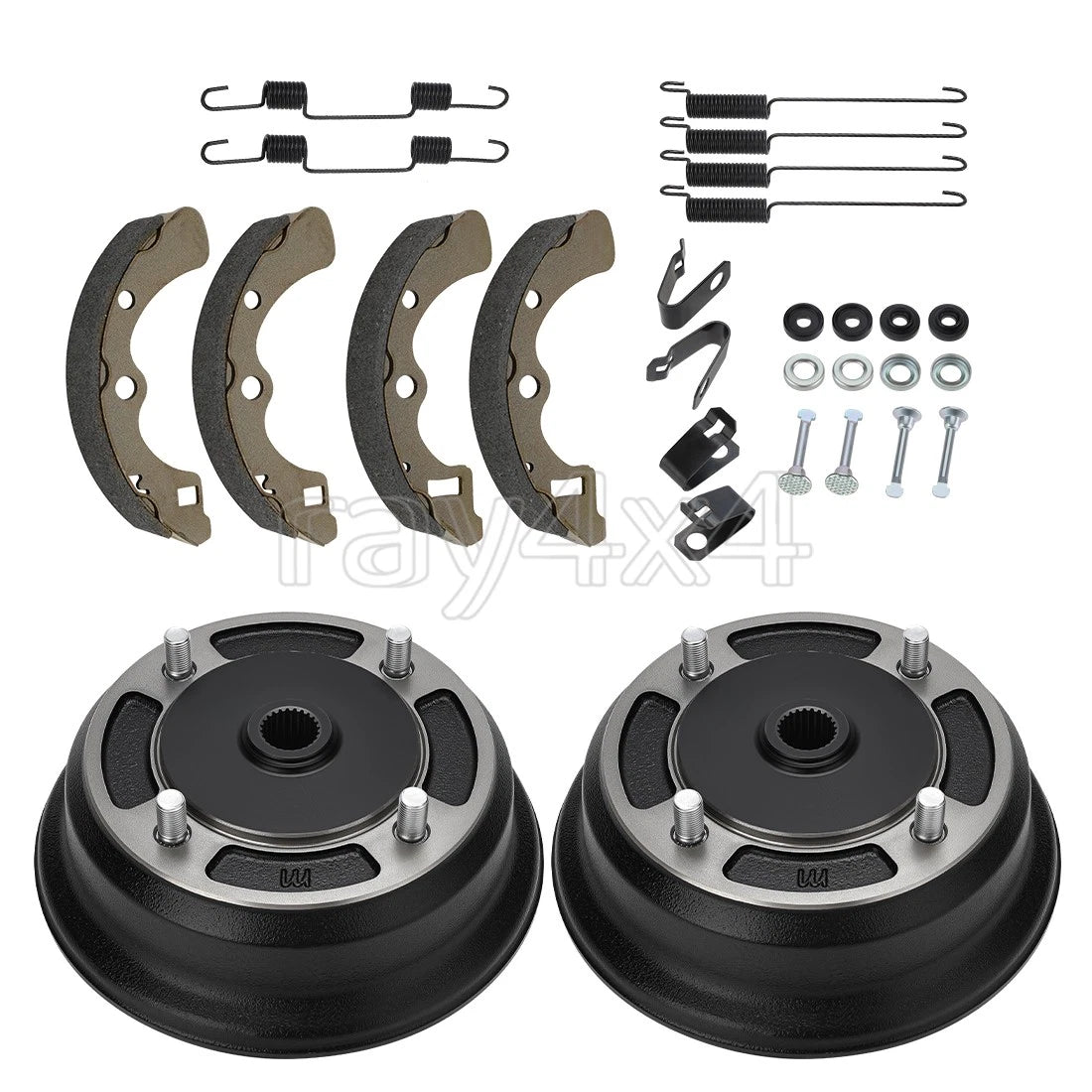 2 Rear Wheel Brake Hubs w/ Shoe Spring Kit for Kawasaki Mule 4000 4010 (2009–2023)