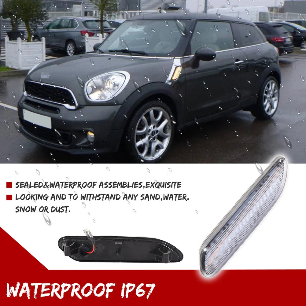 Sequential Clear Lens LED Side Marker Lights for Mini Cooper R60 R61 (2011–2016)