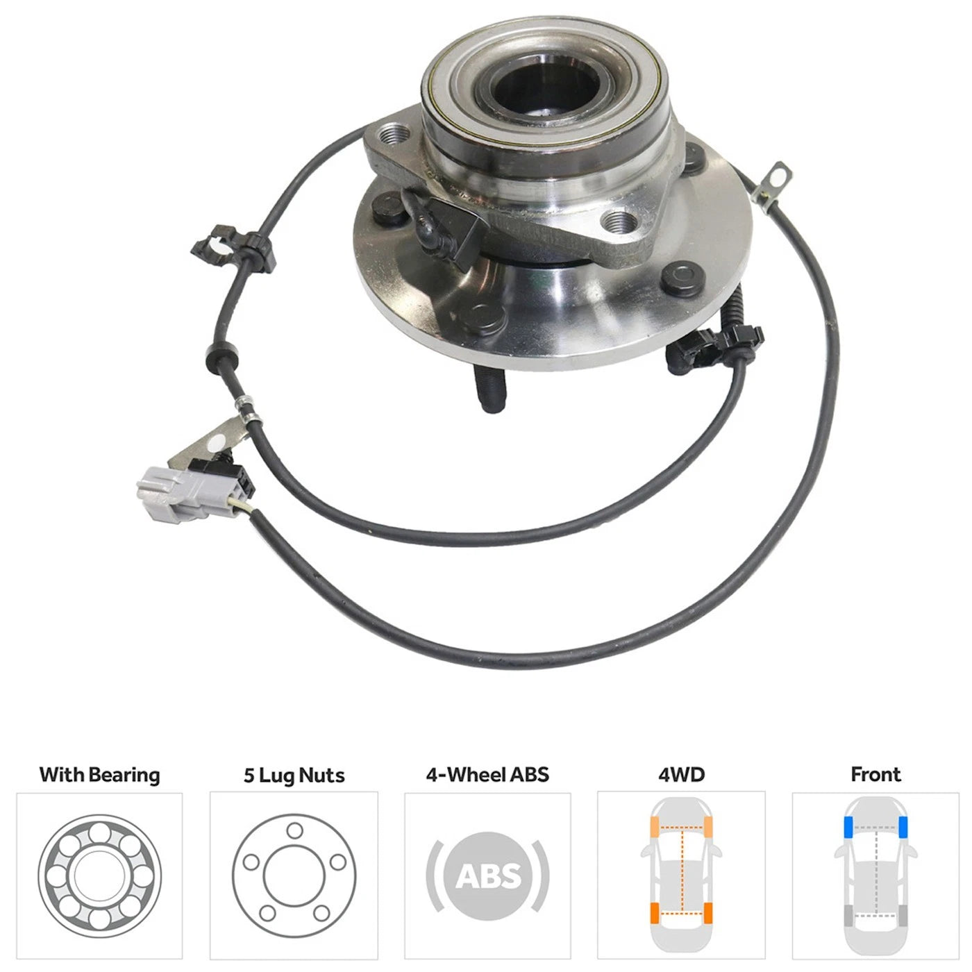 Wheel Hubs for Dodge Ram 1500 (1997–1999) Front Left/Right 4WD ABS